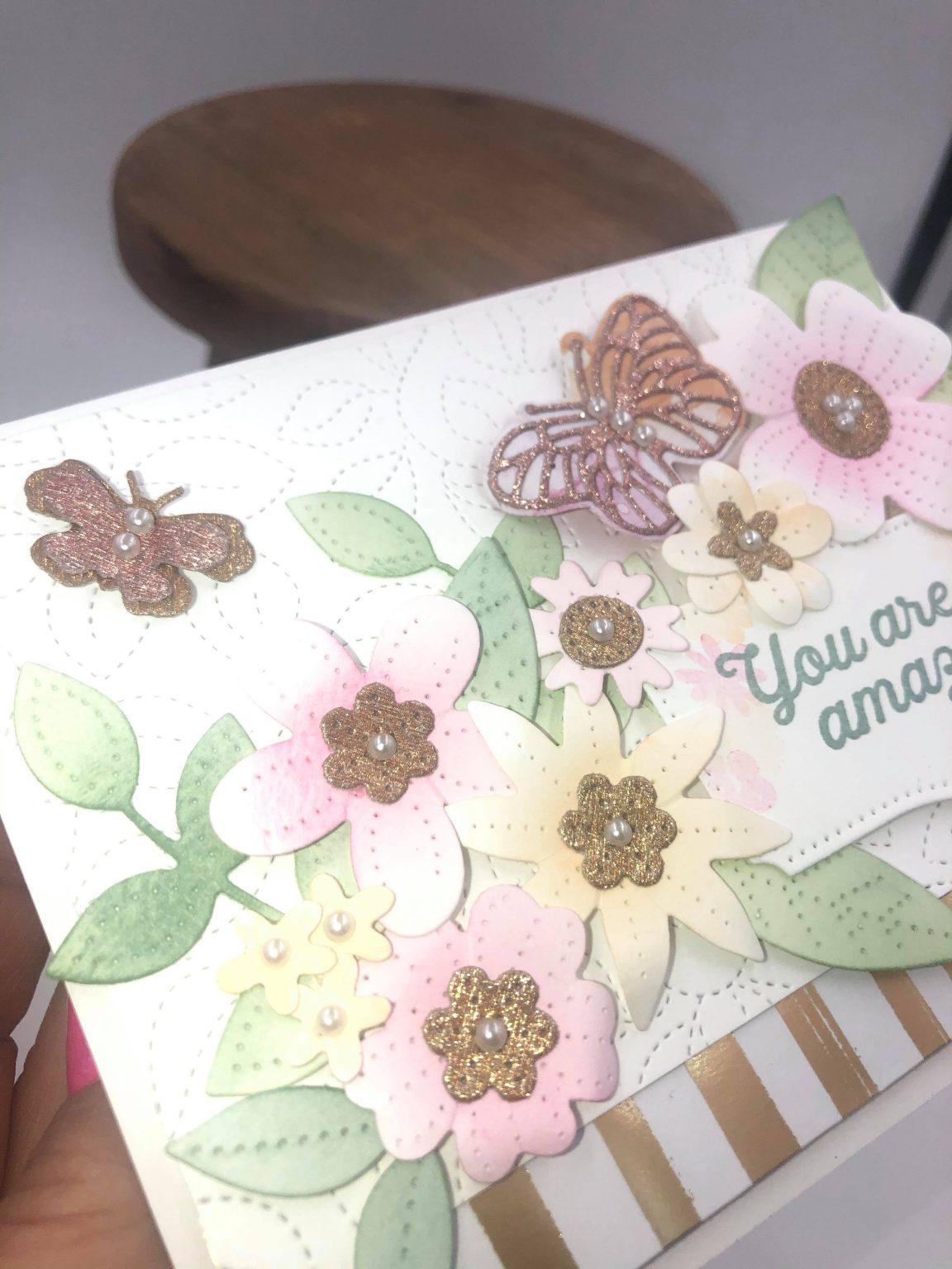 In Bloom with Rose Gold and Gold Metallic Cardstock with Blending